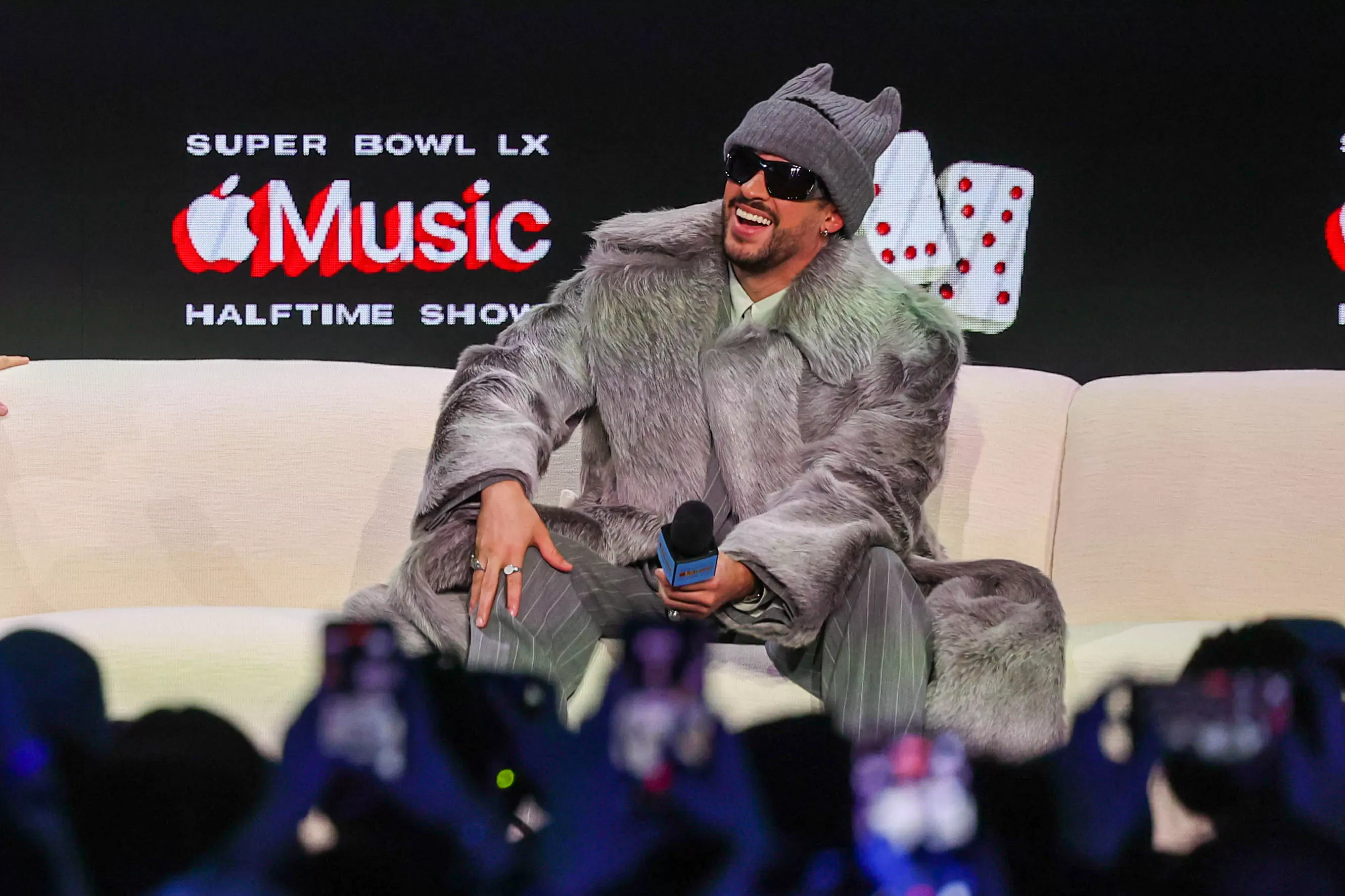 Celebrity Super Bowl sightings begin with Bad Bunny, Travis Kelce’s funky sweater