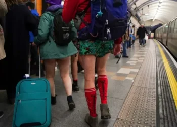 London subway riders bare their legs in ‘No Trousers Tube Ride’
