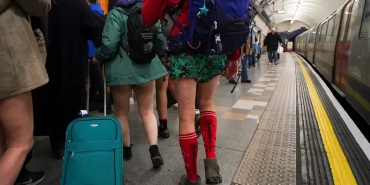 London subway riders bare their legs in ‘No Trousers Tube Ride’