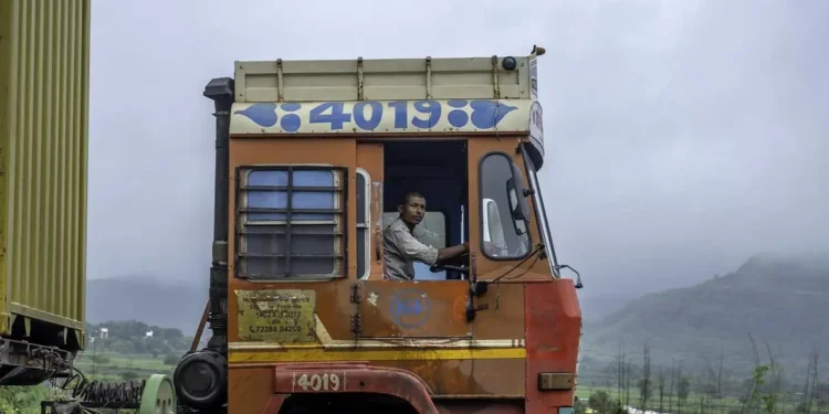 The view from the truck driver’s cabin