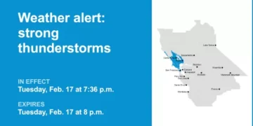 Thunderstorms with pea-sized hail in Northern California Tuesday — gusts up to 40 mph